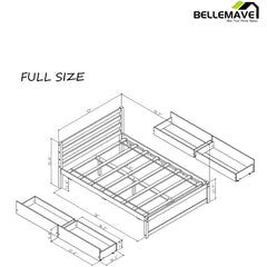 Bellemave® Full Size Wood Platform Bed with Headboard and 4 Drawers - Bellemave
