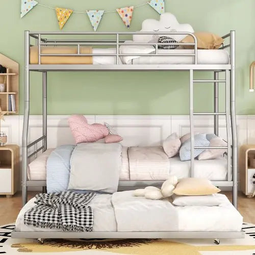 Bellemave Full XL Over Queen Metal Bunk Bed with Trundle - Bellemave