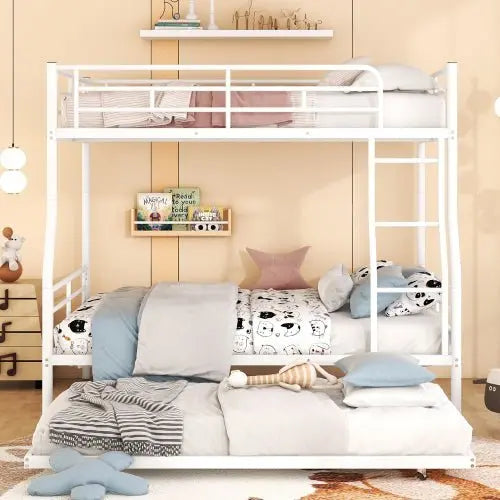 Bellemave Full XL Over Queen Metal Bunk Bed with Trundle - Bellemave