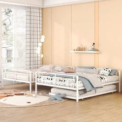 Bellemave® Full XL over Queen Metal Bunk Bed with Trundle Bed - Bellemave