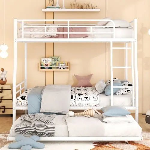 Bellemave® Full XL over Queen Metal Bunk Bed with Trundle Bed - Bellemave