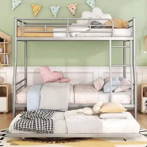 Bellemave® Full XL over Queen Metal Bunk Bed with Trundle Bed - Bellemave