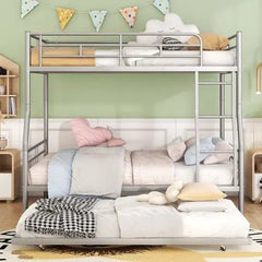 Bellemave® Full XL over Queen Metal Bunk Bed with Trundle Bed - Bellemave