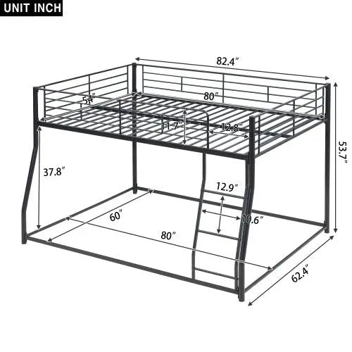 Bellemave® Full XL over Queen Metal Floor Bunk Bed - Bellemave