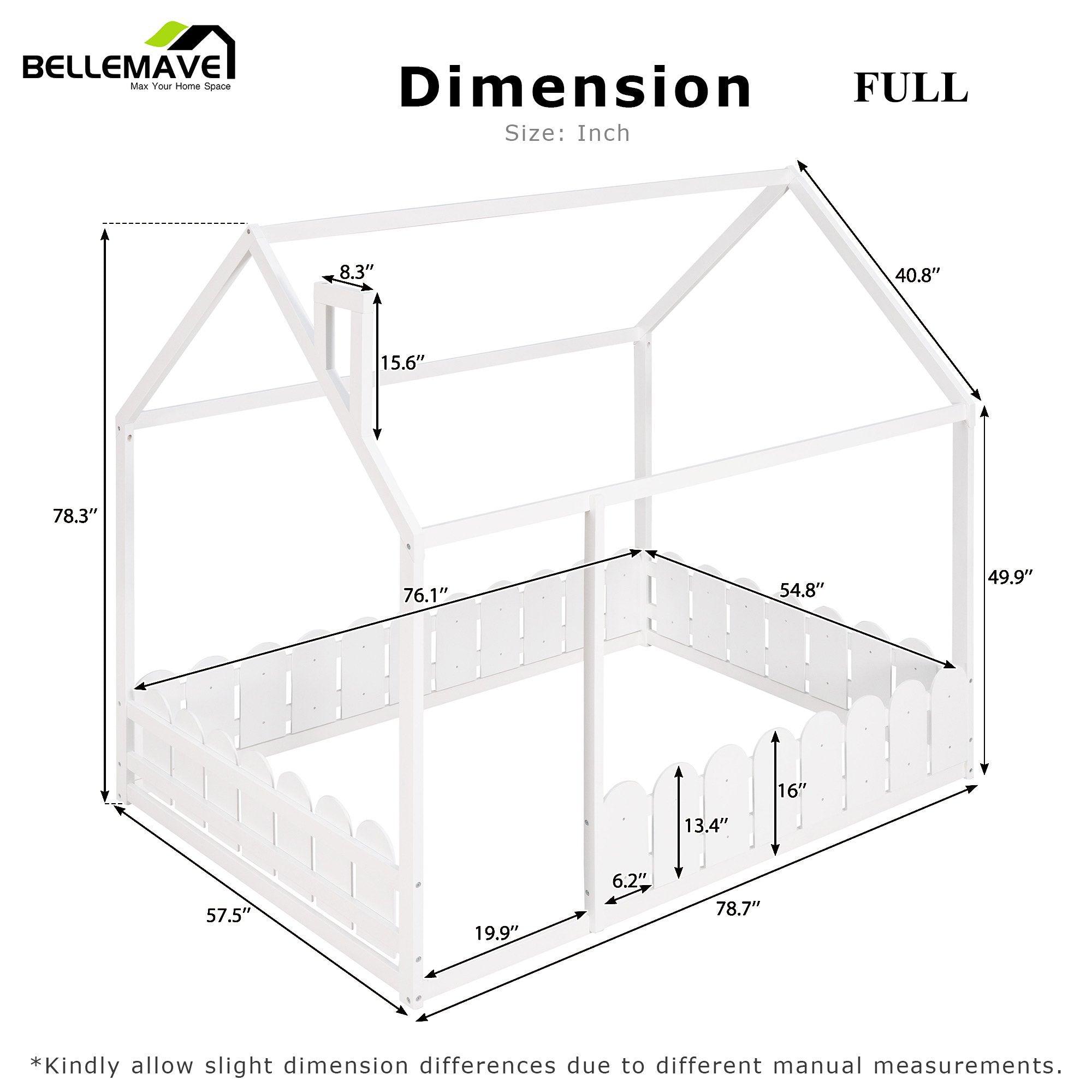 Bellemave House Bed Frame with Fence - Bellemave
