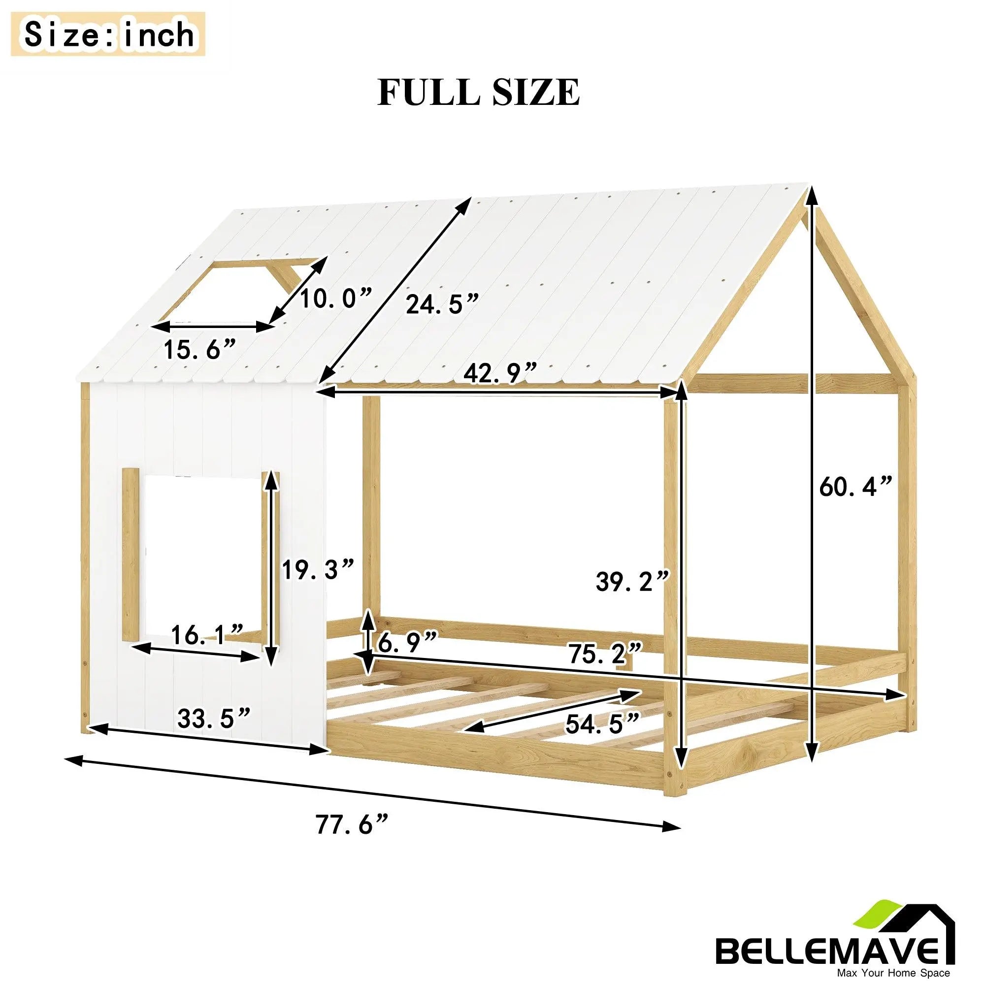 Bellemave House Bed with Roof and Window - Bellemave