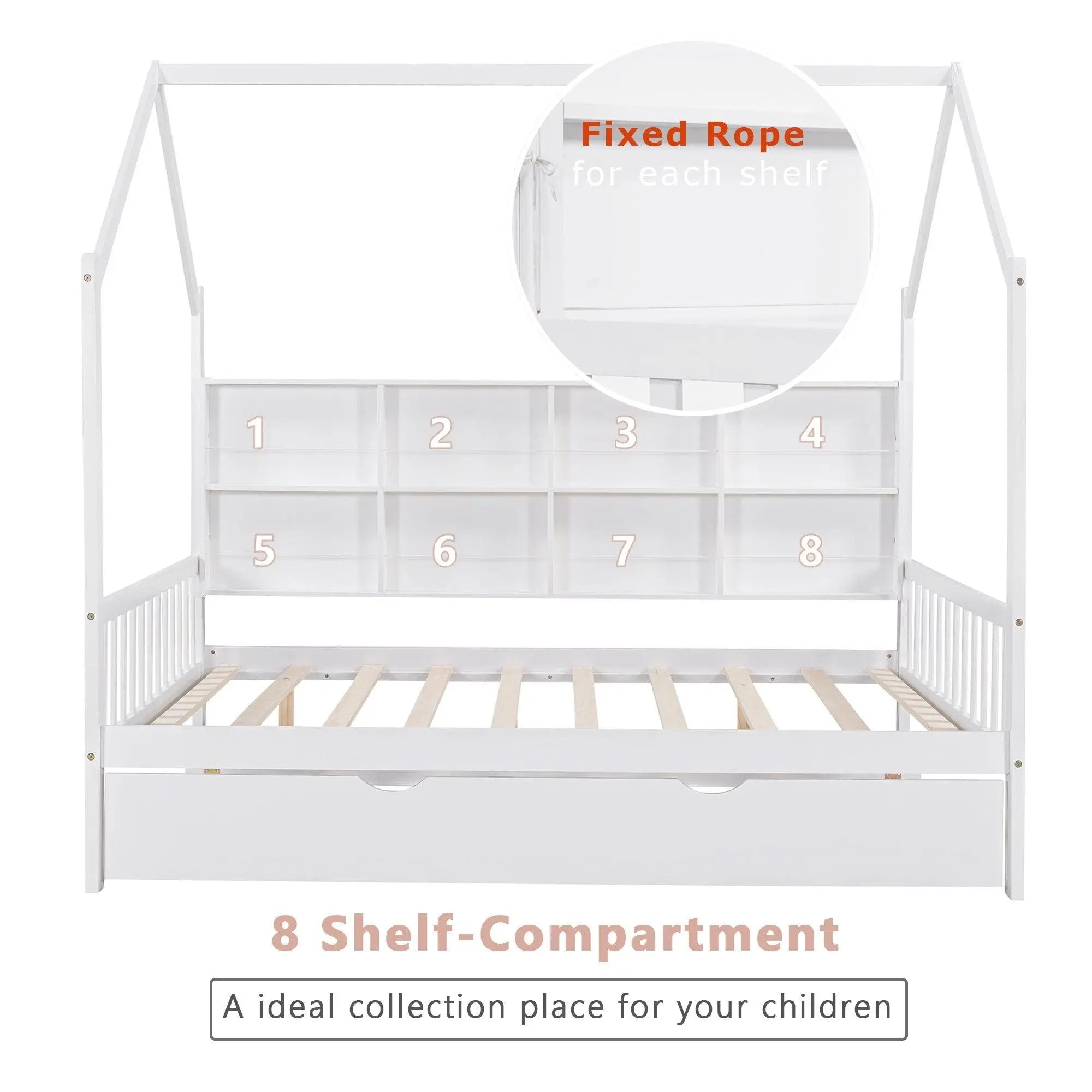 Bellemave® House Bed with Trundle Bed and Shelf - Bellemave