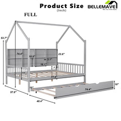 Bellemave® House Bed with Trundle Bed and Shelf - Bellemave