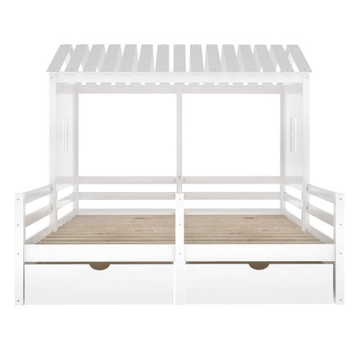 Bellemave House Platform Beds with Two Drawers for Boy and Girl Shared Beds - Bellemave
