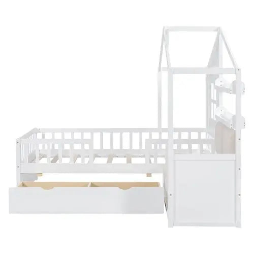 Bellemave Kids Platform Bed with Two Drawers and Storage Shelf - Bellemave