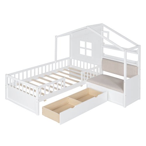 Bellemave Kids Platform Bed with Two Drawers and Storage Shelf - Bellemave