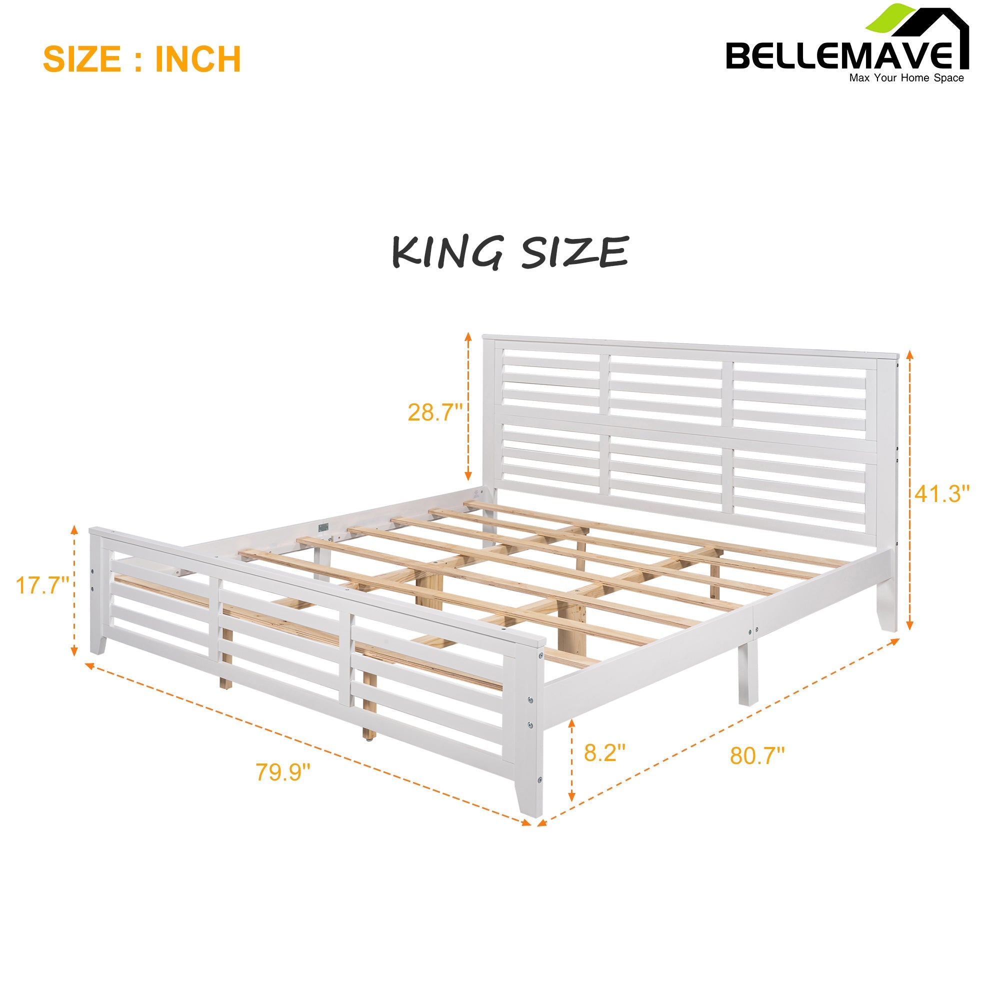 Bellemave King Size Platform Bed - Bellemave