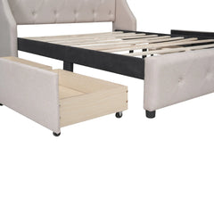 Bellemave Linen Fabric Queen Upholstered Platform Bed with Drawers - Bellemave