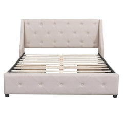 Bellemave Linen Fabric Queen Upholstered Platform Bed with Drawers - Bellemave