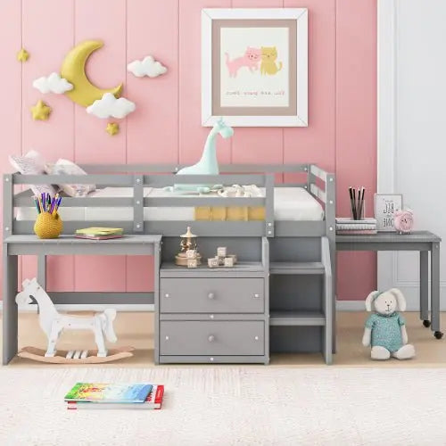 Bellemave Loft Bed with Desk and Drawers - Bellemave