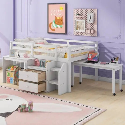 Bellemave Loft Bed with Desk and Drawers - Bellemave