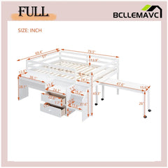 Bellemave Loft Bed with Desk and Drawers - Bellemave