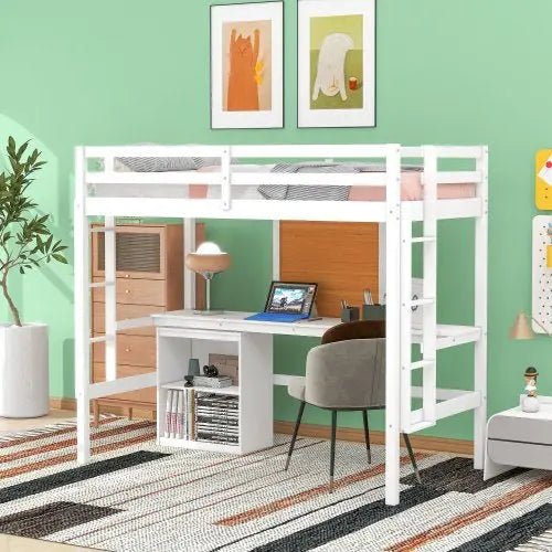 Bellemave® Loft Bed with Desk and Writing Board,2 Drawers Cabinet - Bellemave