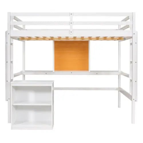 Bellemave® Loft Bed with Desk and Writing Board,2 Drawers Cabinet - Bellemave