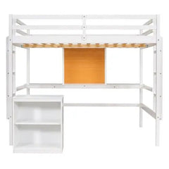 Bellemave® Loft Bed with Desk and Writing Board,2 Drawers Cabinet - Bellemave