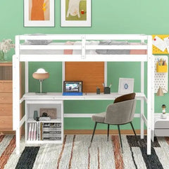 Bellemave® Loft Bed with Desk and Writing Board,2 Drawers Cabinet - Bellemave