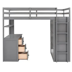 Bellemave Loft Bed with Drawers,Desk,and Wardrobe - Bellemave