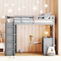 Bellemave Loft Bed with Ladder, Shelves, and Desk - Bellemave