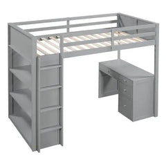 Bellemave Loft Bed with Ladder, Shelves, and Desk - Bellemave