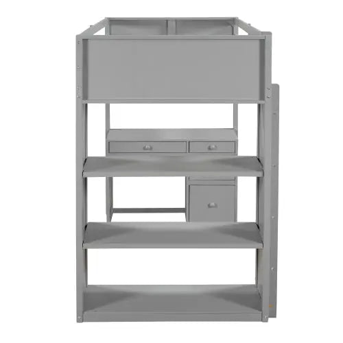 Bellemave Loft Bed with Ladder, Shelves, and Desk - Bellemave