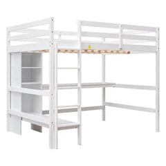 Bellemave Loft Bed with Multifunction Shelves and Under-bed Desk - Bellemave