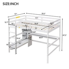 Bellemave Loft Bed with Multifunction Shelves and Under-bed Desk - Bellemave