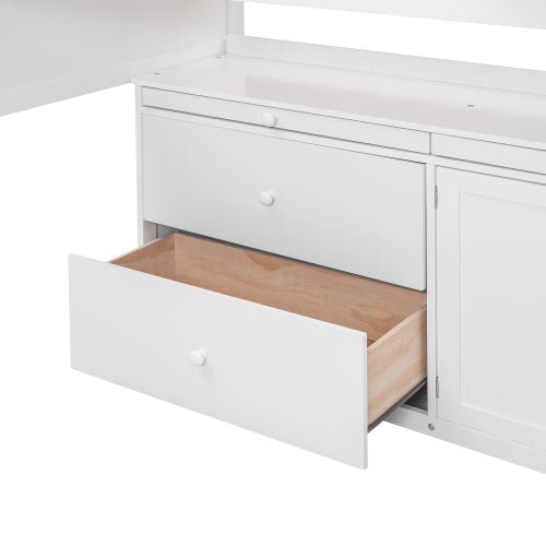 Bellemave Loft Bed with Rolling Cabinet and Desk - Bellemave
