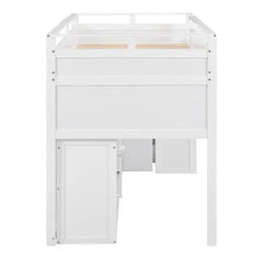 Bellemave Loft Bed with Rolling Cabinet and Desk - Bellemave