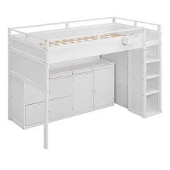 Bellemave Loft Bed with Rolling Cabinet and Desk - Bellemave