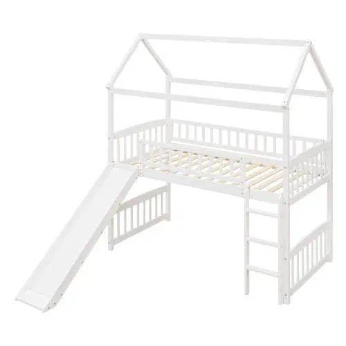 Bellemave Loft Bed with Slide, House Bed with Slide - Bellemave