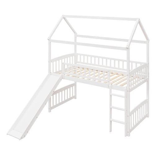 Bellemave Loft Bed with Slide, House Bed with Slide - Bellemave