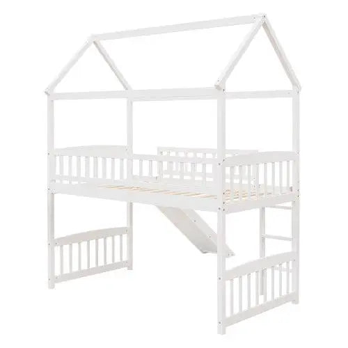 Bellemave Loft Bed with Slide, House Bed with Slide - Bellemave