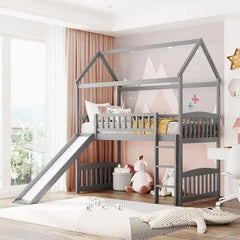 Bellemave Loft Bed with Slide, House Bed with Slide - Bellemave