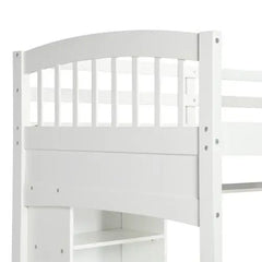 Bellemave Loft Bed with Storage Shelves, Desk and Ladder - Bellemave