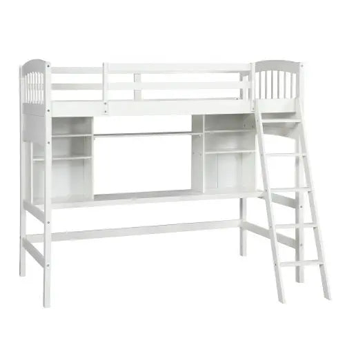 Bellemave Loft Bed with Storage Shelves, Desk and Ladder - Bellemave