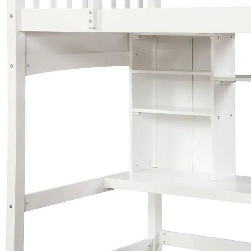 Bellemave Loft Bed with Storage Shelves, Desk and Ladder - Bellemave