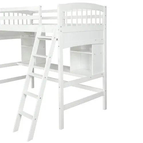 Bellemave Loft Bed with Storage Shelves, Desk and Ladder - Bellemave