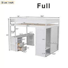 Bellemave Loft Bed with Wardrobes and 2-Drawer Desk with Cabinet - Bellemave