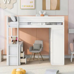 Bellemave® Loft Bed with Wardrobes,2 Drawer Desk with Cabinet - Bellemave