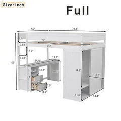 Bellemave® Loft Bed with Wardrobes,2 Drawer Desk with Cabinet - Bellemave
