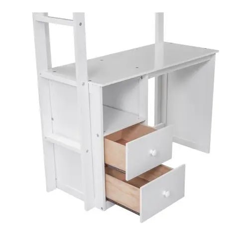 Bellemave® Loft Bed with Wardrobes,2 Drawer Desk with Cabinet - Bellemave