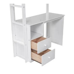 Bellemave® Loft Bed with Wardrobes,2 Drawer Desk with Cabinet - Bellemave