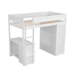 Bellemave® Loft Bed with Wardrobes,2 Drawer Desk with Cabinet - Bellemave