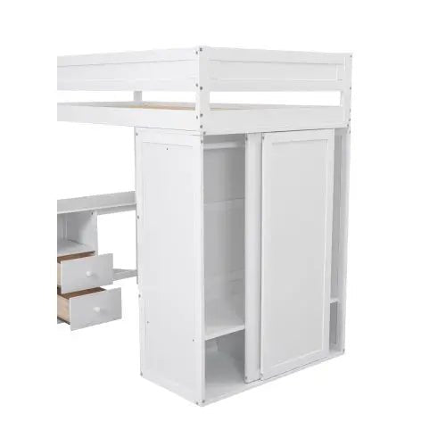 Bellemave® Loft Bed with Wardrobes,2 Drawer Desk with Cabinet - Bellemave