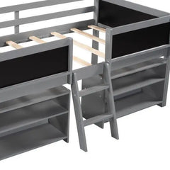 Bellemave Low Loft Bed with with Decorative Guardrail Chalkboard - Bellemave